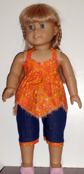American Girl Doll Clothes Patterns Handkerchief top and capri pants by Karen American Girl Doll Clothes Patterns Handkerchief top and capri pants by Karen