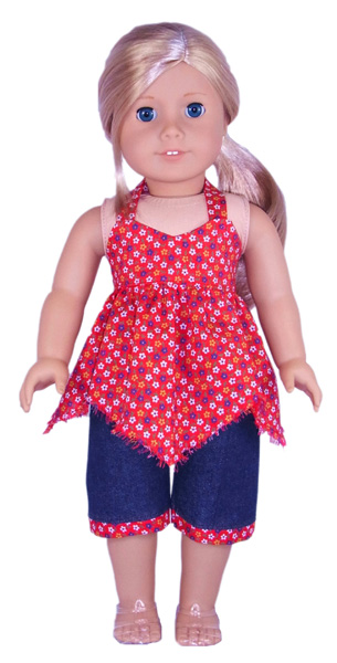 18 Inch American Girl Doll Clothes Patterns Handkerchief Top and Capri Pants
