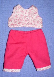 doll clothes patterns crop top and capri pants by Noreen