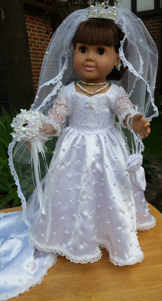 American Girl Doll Clothes Wedding Dress Sharon front view