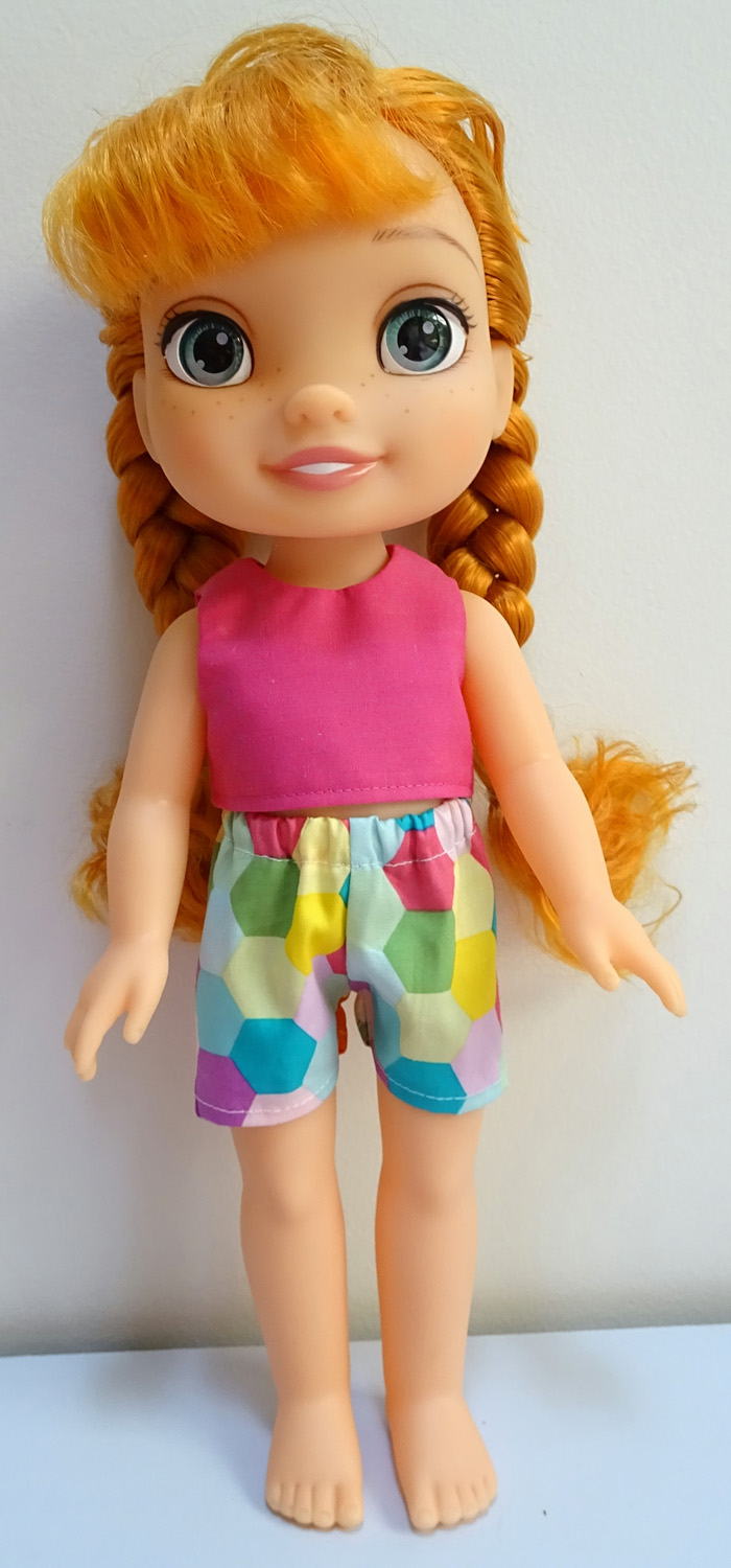 crop top and short pattern Disney Toddler Doll