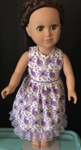Jacqueline summer dress doll clothes pattern on serger