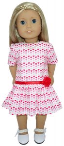 American Girl pattern drop waist dress with sleeves and gathers