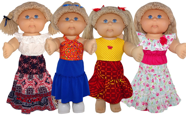 Cabbage Patch Doll Clothes 14 Inch Girl or Preemie Summer Orange Skirt Blouse Hat Clothes Only